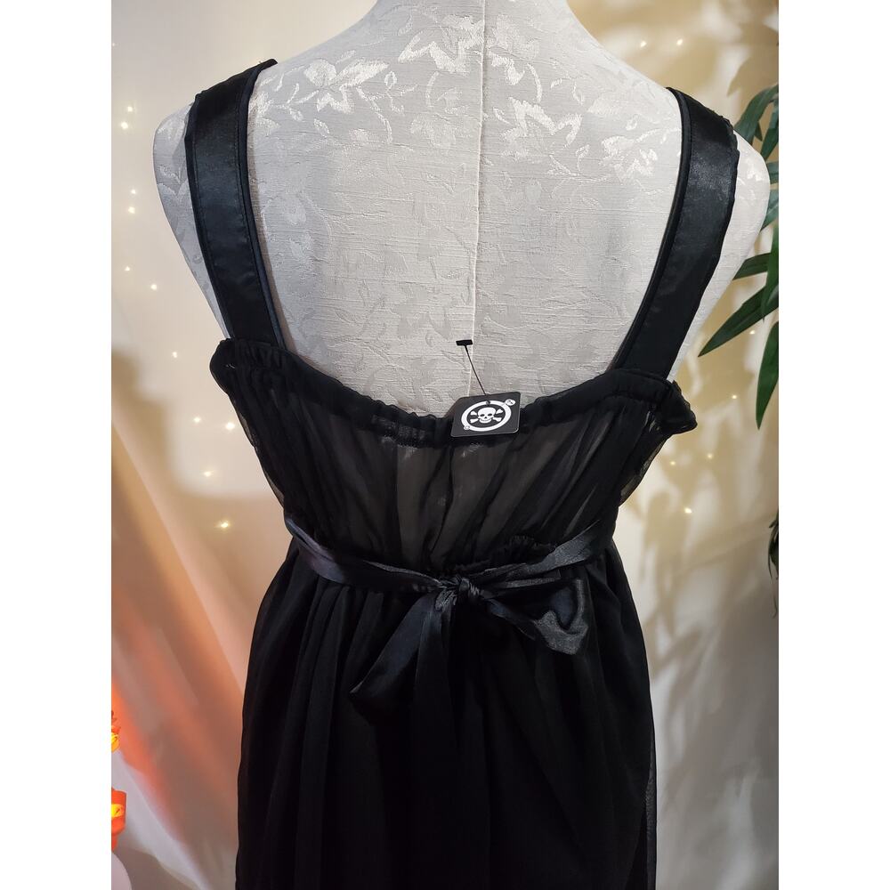 Twenty One Noir Leather Chiffon Pleated Satin Fit & Flare Dress Womens Size S - Picture 7 of 11